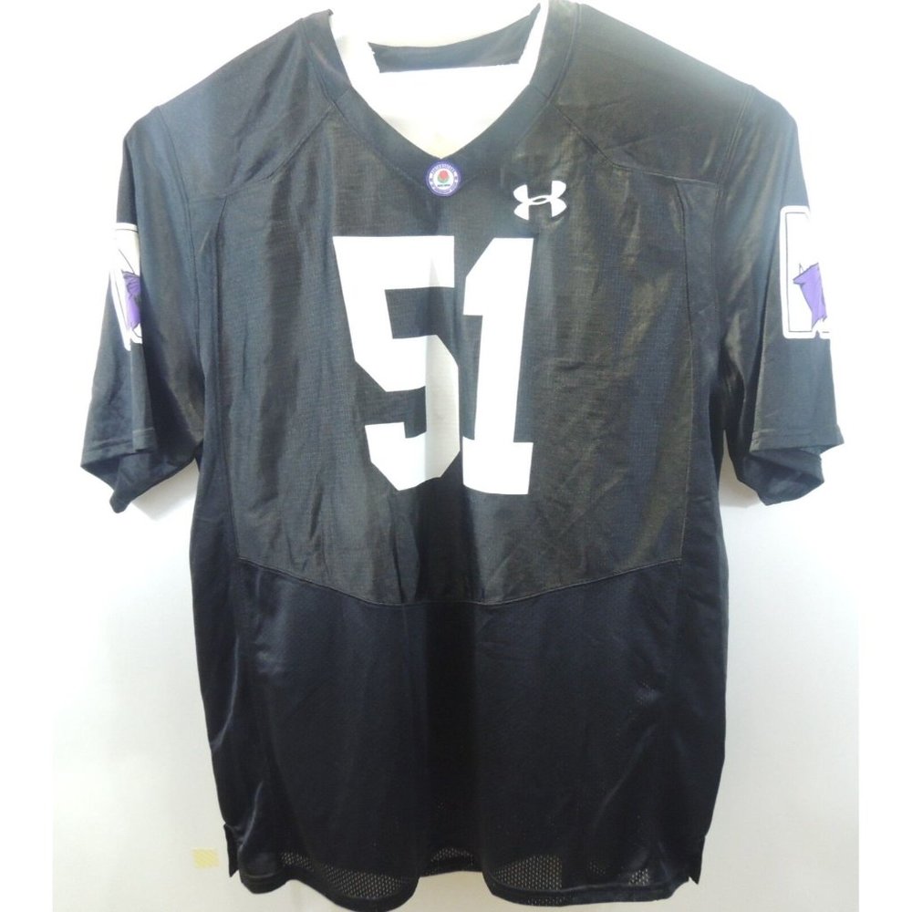 Under Armour #51 Northwestern Wildcats Black Rose Bowl Throwback Jersey Size XXL
